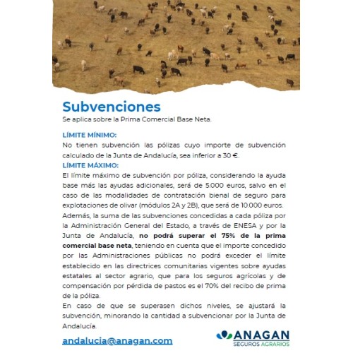 Seguro de COMPENSACION POR LA PERDIDA DE PASTOS ANAGAN